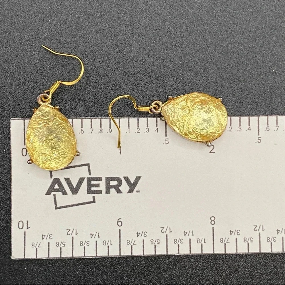 Shimmering Gold Foil Tear Drop Earrings